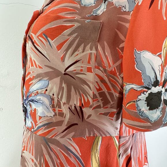 Valentino Silk Shirt Dress Red Floral Print Size IT 38 / US 2 NWT Made in Italy - Picture 10 of 15